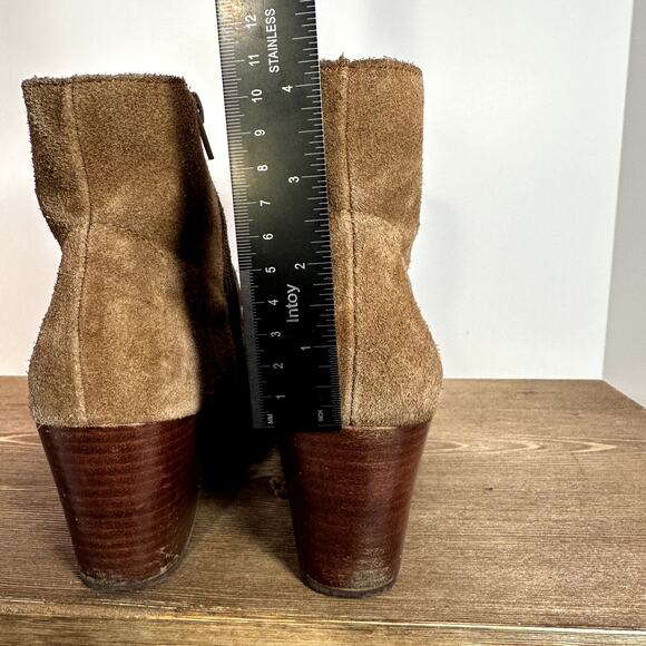 Suede Mocha Mousse Ankle Boots Womens 8M Pointed Toe Fall Booties Chelsea Violet - Picture 11 of 13